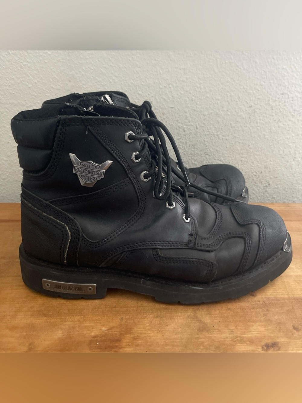 HARLEY-DAVIDSON Boots Mens Stealth Motorcycle Riding Side Zip Black Biker 13
